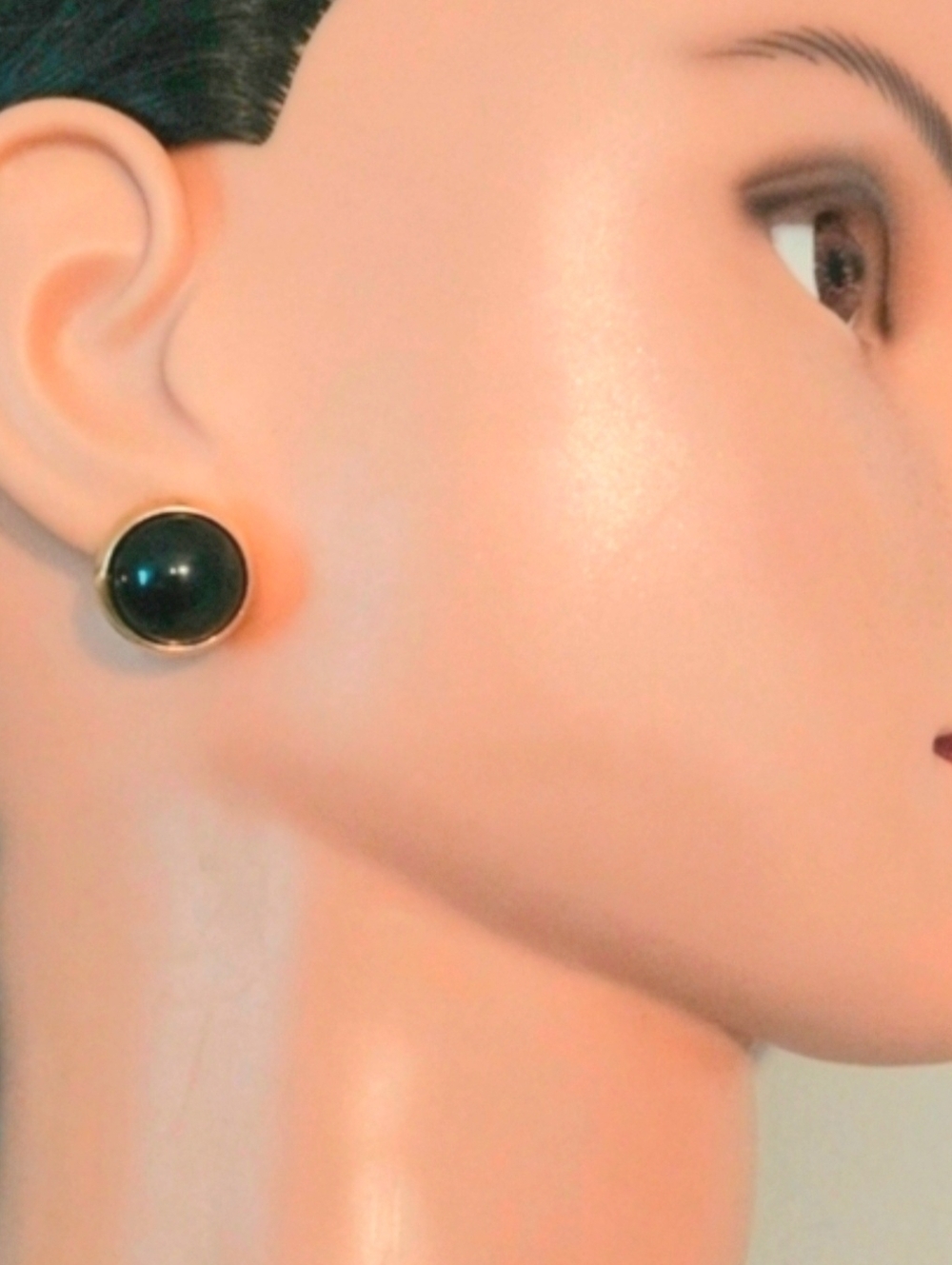 Vintage Monet Gold and Black Round Earrings